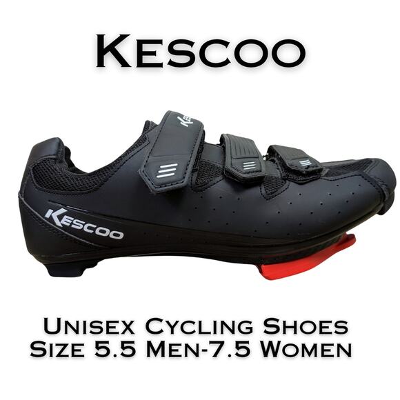 Kescoo Cycling Shoes Unisex Size 5.5, 7.5 Black Mesh Delta Cleats Installed - Picture 1 of 12